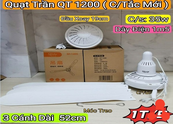 QUẠT TRẦN 3 CÁNH DÂY DÀI 1M5 MÃ QT 1200