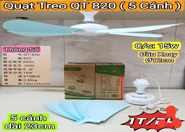 QUẠT TREO MINI 220V 5 CÁNH MÃ 820