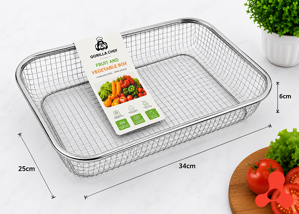RỖ INOX LƯỚI THƯA CHỮ NHẬT 34x25x6cm (T100)