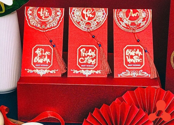 SET 10 BAO LÌ XÌ TẾT LỘC TÀI KÈM TUA RUA