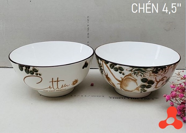 CHÉN SỨ HOA CỔ COTTON CHÉN CƠM (T100)