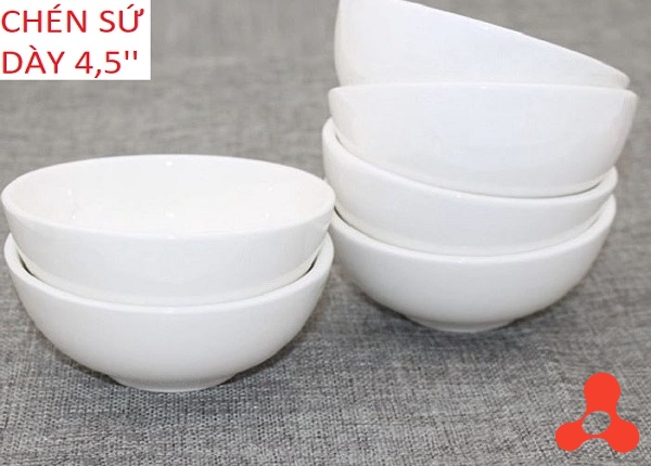 SET 10 CHÉN SỨ TRẮNG TRƠN LOẠI DÀY