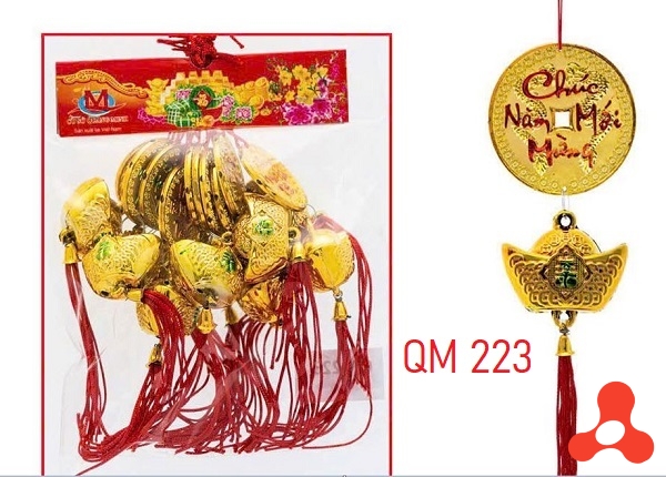 SET 10 DÂY TREO TẾT ĐỒNG TIỀN VÀNG MÃ M223