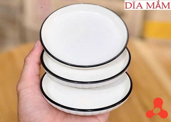 SET 10 ĐĨA SỨ CHẤM SỌC VIỀN ĐEN