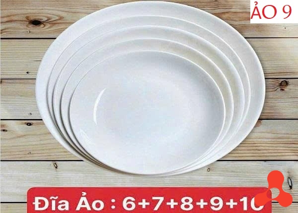 SET 10 ĐĨA SỨ TRẮNG ẢO SIZE 9