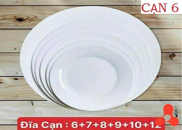 SET 10 ĐĨA SỨ TRẮNG LOẠI CẠN SIZE 6