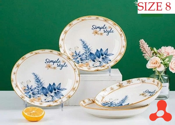 SET 10 ĐĨA SỨ TRÒN SIMPLE STYLE SIZE 8 ẢO