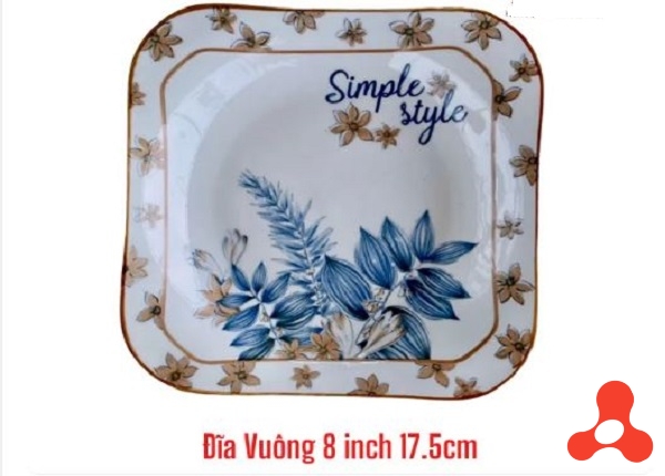 SET 10 ĐĨA SỨ VUÔNG SIMPLE STYLE SIZE 8