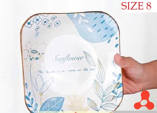 SET 10 ĐĨA SỨ VUÔNG SUNFLOWER SIZE 8