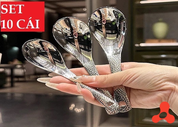 SET 10 MUỖNG INOX SANG TRỌNG VÂN NHÁM