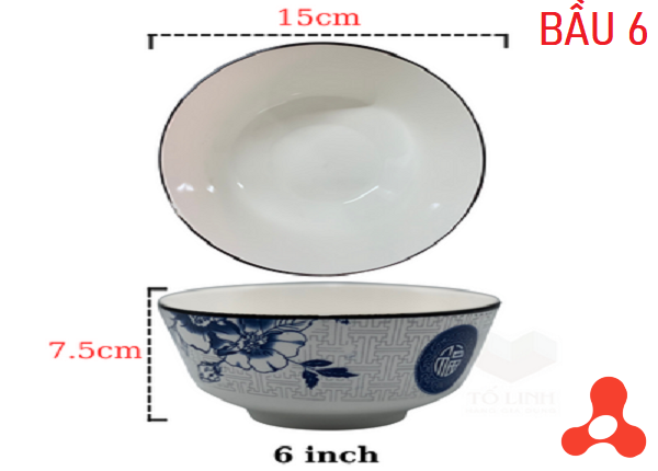 SET 10 TÔ SỨ BẦU HOA XANH CHỮ PHÚC 15cm