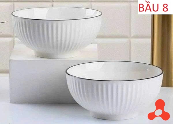 SET 10 TÔ SỨ SỌC VIỀN ĐEN SIZE 8 BẦU