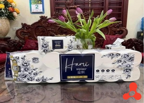 SET 12 CUỘN GIẤY VỆ SINH HAMI HOA XANH