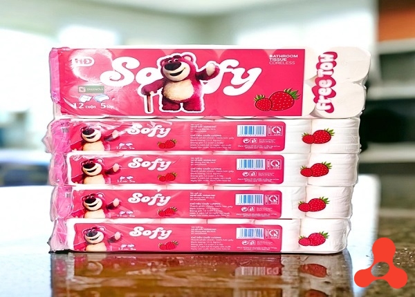 SET 12 CUỘN GIẤY VỆ SINH SOFY HỒNG KHÔNG LÕI