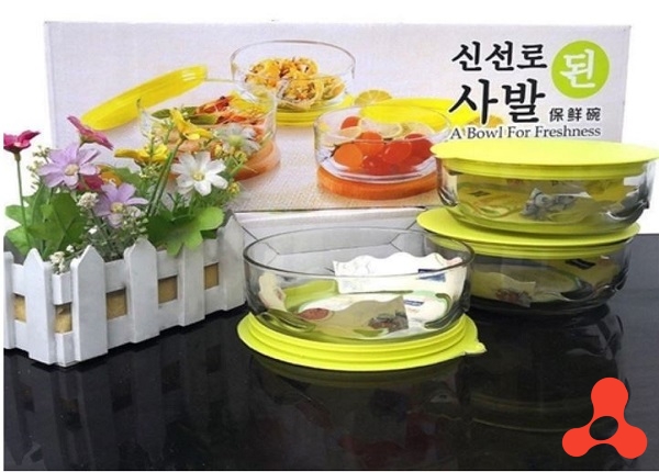 SET 3 THỐ THỦY TINH ĐỰNG THỰC PHẲM NẮP NHỰA
