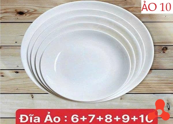 SET 5 ĐĨA SỨ TRẮNG ẢO SIZE 10
