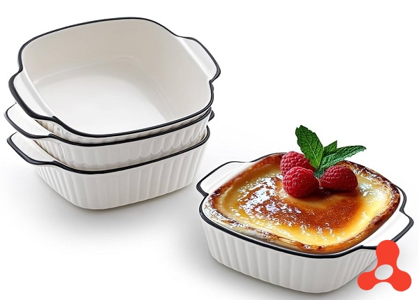 SET 5 THỐ SỨ VUÔNG SÂU LỒNG TAY CẦM SỌC VIỀN ĐEN