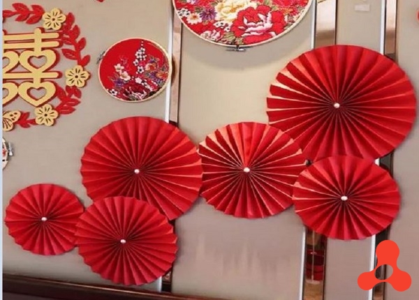 SET 6 QUẠT ĐỎ DECOR TRANG TRÍ TẾT