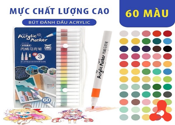 SET 60 BÚT TÔ MÀU ACRYLIC CAO CẤP