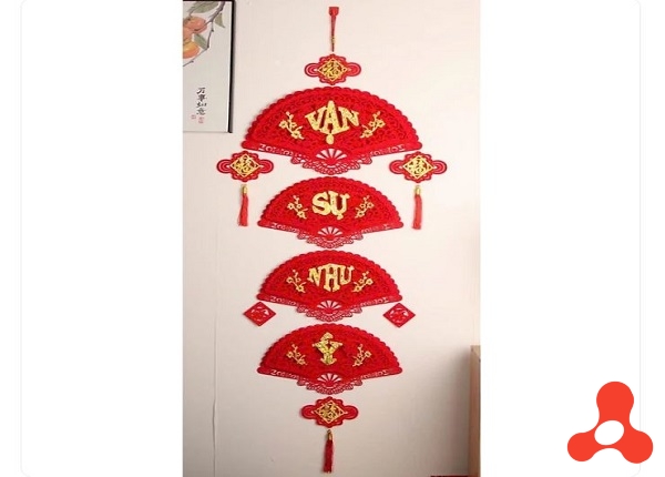 SET DÂY LIỄNG TREO HÌNH QUẠT ĐỎ TRANG TRÍ TẾT