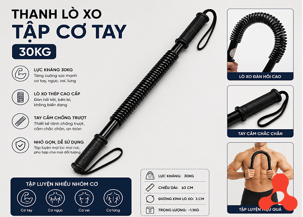THANH LÒ XO TẬP CƠ TAY 30KG