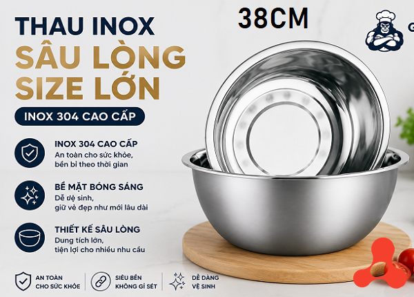 THAU INOX SÂU LÒNG SIZE LỚN 38cm (T100)