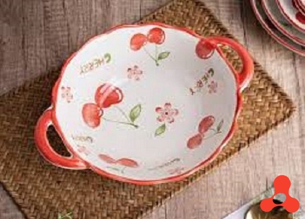 THỐ SỨ 2 QUAI HỌA TIẾT CHERRY