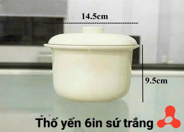 THỐ SỨ TRẮNG CHƯNG YẾN CÓ NẮP ĐẬY 6in