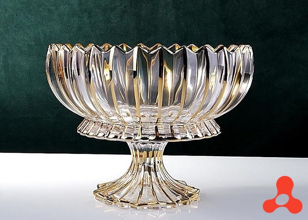 THỐ THUỶ TINH KHÍA SỌC VIỀN VÀNG CÓ CHÂN CAO CẤP