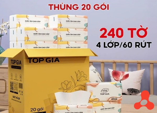 THÙNG 20 GÓI KHĂN GIẤY RÚT ĐA SẮC TOP GIA