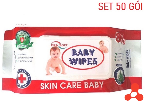 THÙNG 50 GÓI KHĂN ƯỚT BABY WIPES CHO BÉ