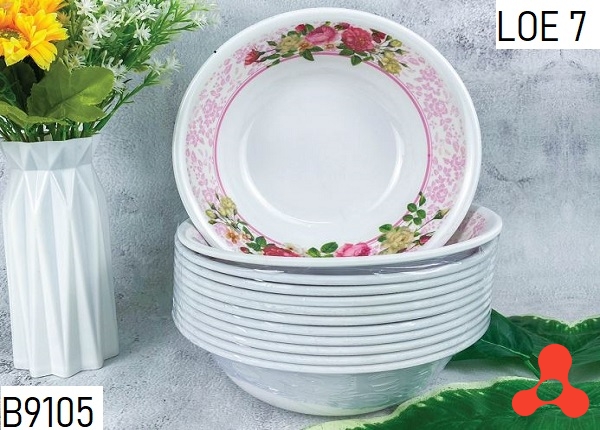 TÔ NHỰA LOE MICA HOẠ TIẾT NHIỀU HOA SIZE 7 (T360)