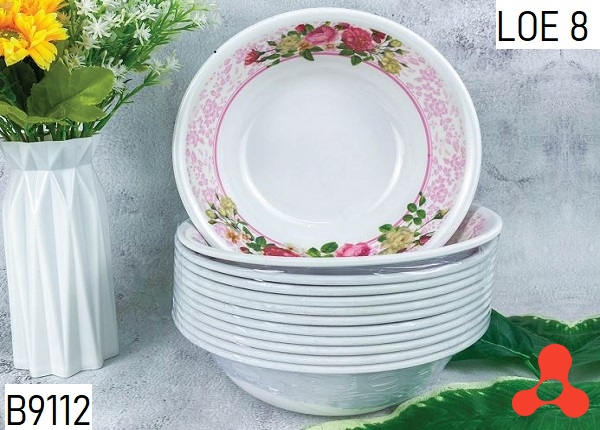 TÔ NHỰA LOE MICA HOẠ TIẾT NHIỀU HOA SIZE 8 (T240)