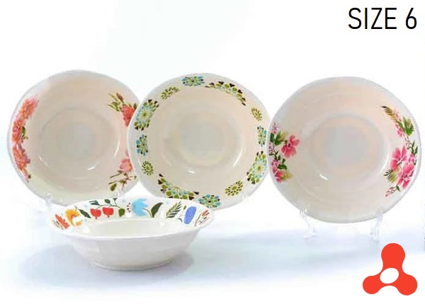 TÔ NHỰA MICA HOẠ TIẾT NHIỀU HOA SIZE 6 (T240)