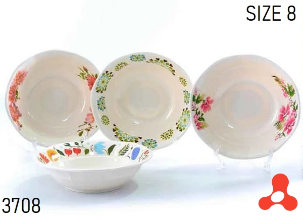 TÔ NHỰA MICA HOẠ TIẾT NHIỀU HOA SIZE 8 (T180)