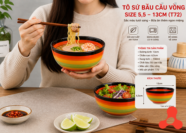 TÔ SỨ BẦU CẦU VỒNG SIZE 5,5 - 13CM (T72)