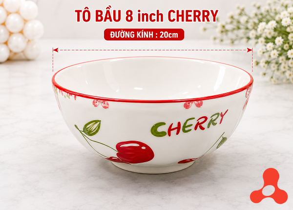 TÔ SỨ BẦU CHERRY ĐỎ SIZE 8 - 20cm (T30)