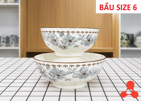 TÔ SỨ BẦU HOA DỪA NÂU SIZE 6 - 15CM (T60)