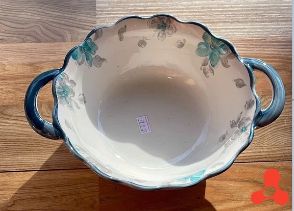 TÔ SỨ CÓ QUAI XOẮN HOA XANH GL290 SIZE 9.5 - 25CM (T30)