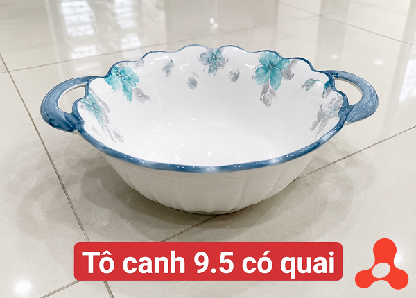 TÔ SỨ CÓ QUAI XOẮN HOA XANH GL290 SIZE 9.5 - 25CM (T30)