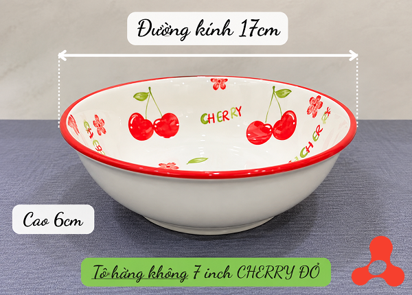 TÔ SỨ HÀNG KHÔNG CHERRY ĐỎ SIZE 7 - 17cm (T60)