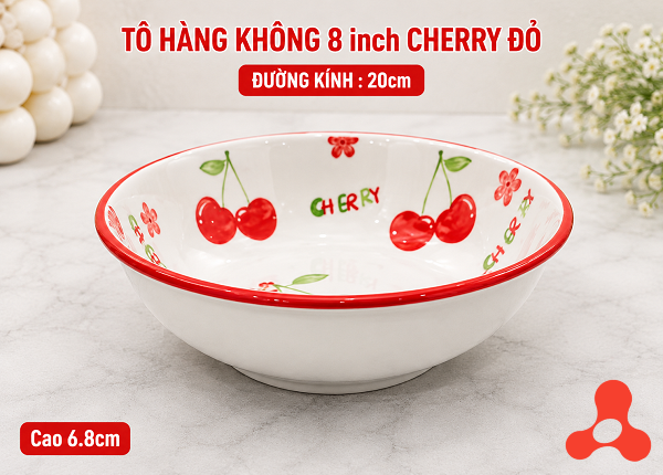 TÔ SỨ HÀNG KHÔNG CHERRY ĐỎ SIZE 8 - 20cm (T40)