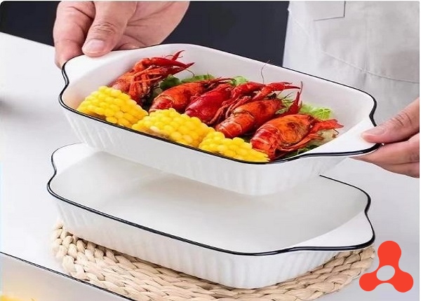 TÔ SỨ HÌNH CHỮ NHẬT CÓ TAY CẦM VIỀN ĐEN