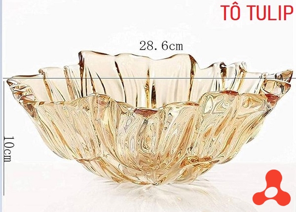 TÔ THUỶ TINH TULIP VÀNG 28CM CAO CẤP