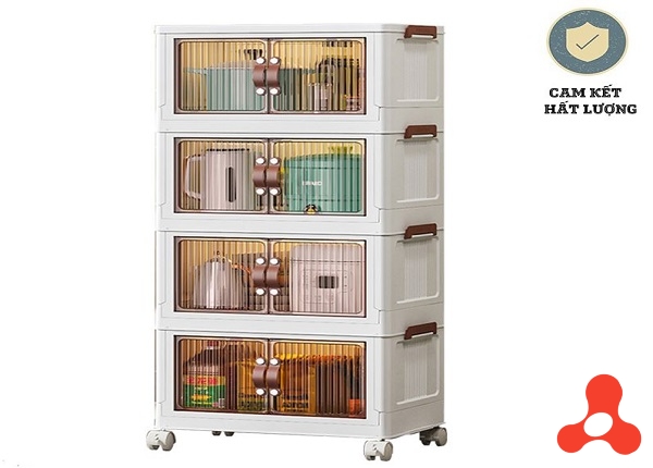 TỦ NHỰA GẤP GỌN 4 TẦNG CÓ BÁNH XE