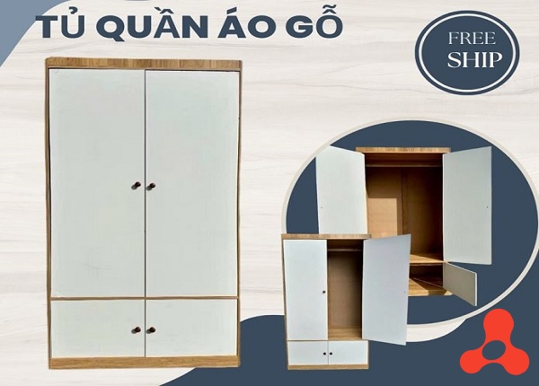 TỦ QUẦN ÁO 4 CÁNH CAO 1M6 GỖ MDF (160x80x45cm)
