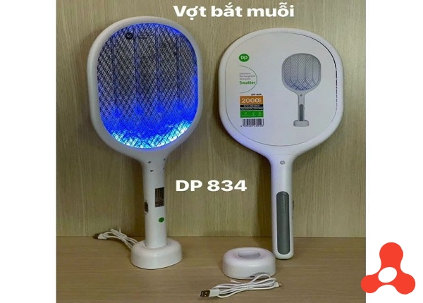 VỢT MUỖI 2 TRONG 1 DP- 834 KÈM DÂY SẠC VÀ ĐẾ