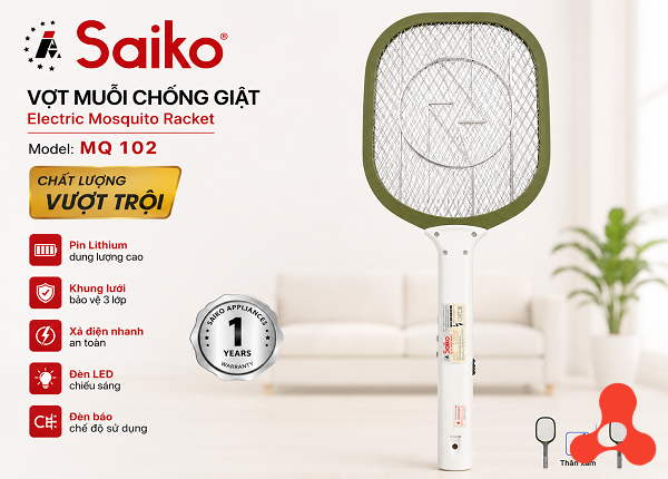 VỢT MUỖI CHỐNG GIẬT SAIKO MQ-102