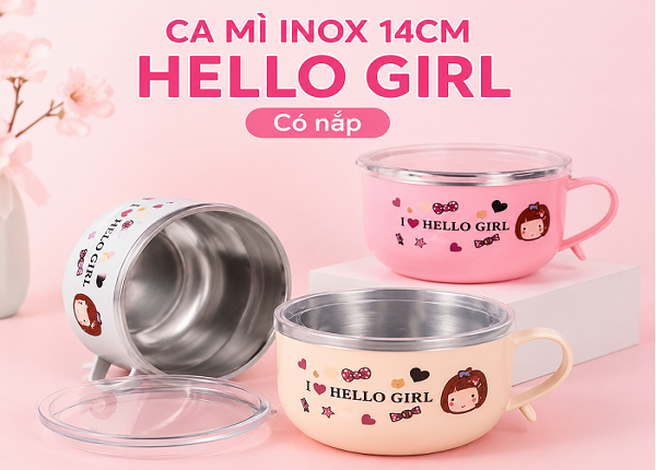 CA MÌ INOX 2 LỚP HELLO GIRL CÓ NẮP (T100)
