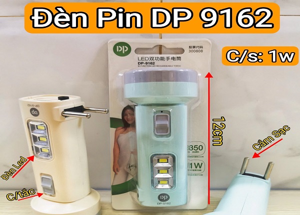 ĐÈN PIN SẠC 2 CHẾ ĐỘ SÁNG DP 9162